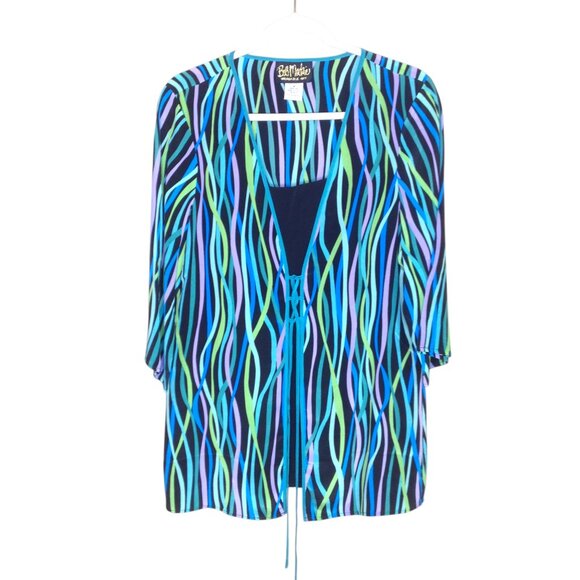 Bob Mackie Wearable Art 100% Silk Top Lace-Front Medium - Picture 1 of 4